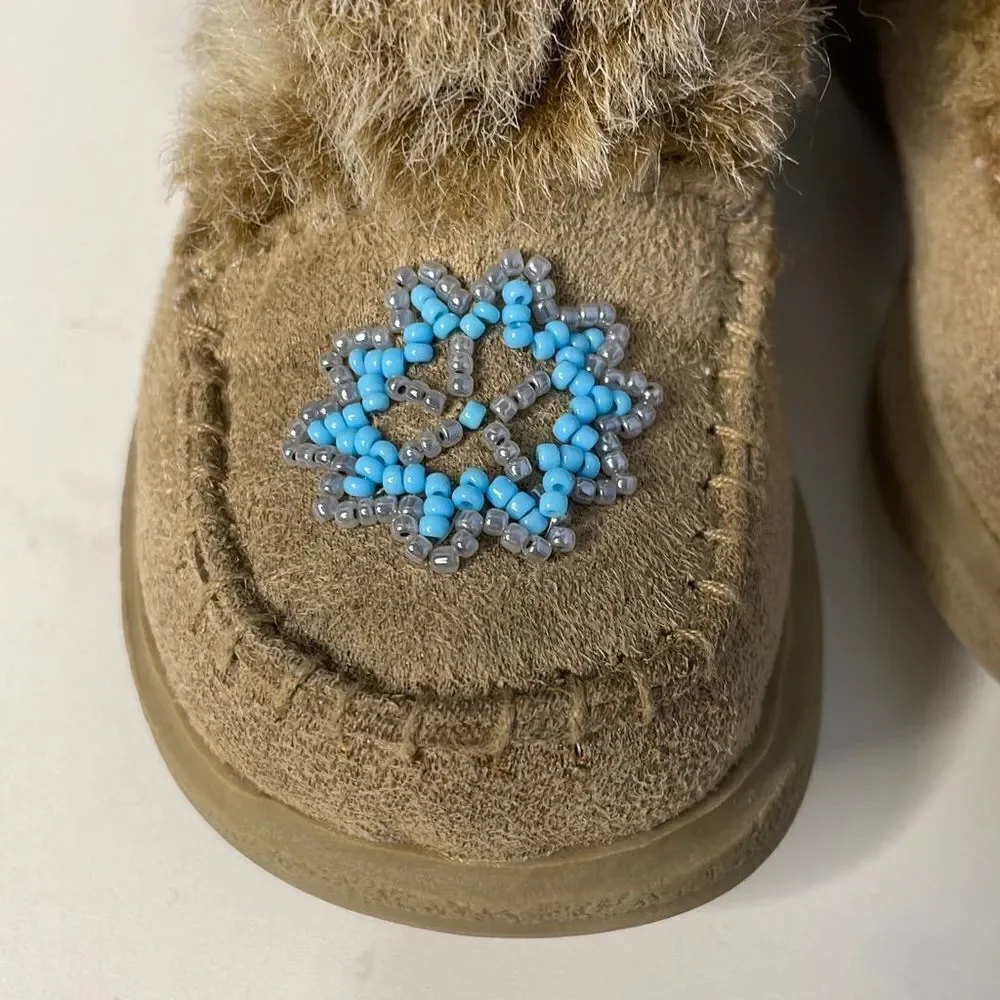 Girls moccasin  Boots 5 1/2 with Faux Fur and Side Zip smart Fit